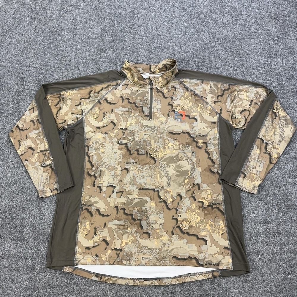 Element Outdoors Pullover Mens 2XL Brown Camo 1/4 Zip Long Sleeve Hunting Top